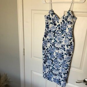 ASOS white floral bodycon Midi dress